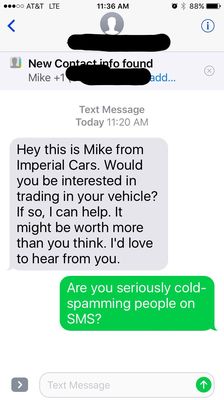 Imperial is spamming via text for customers now?