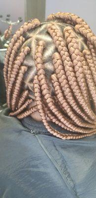 Back picture of Goddess Box Braids with triangle parts