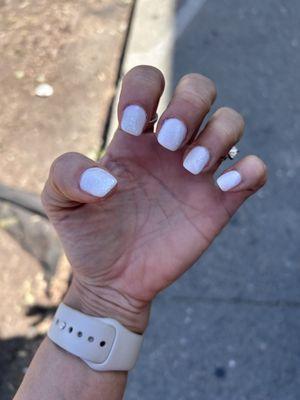 Dipped mani with beautiful white sparkle