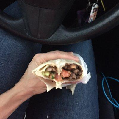 The most pathetic carne asada burrito, even have a bone!