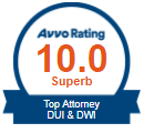 Highest rating awarded by AVVO for superior performance and service to clients