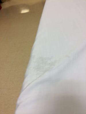 Some nasty looking stain on the sheets of the stretcher