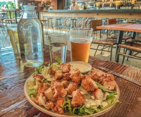 Simple Salad with Dixie-Fried Chicken Strips and Dill Ranch