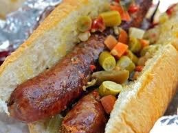 Italian Sausage topped with Giardiniera Peppers, On Gonnella Bun with Marinara or Mustard topped with grilled onions