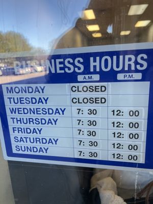 New hours?