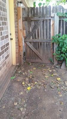 Damaged fence/gate. They'll never repair