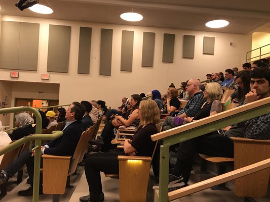 Inside auditorium for Debate for City Council