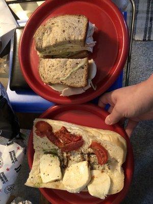 Veggie pesto vs turkey sandwich