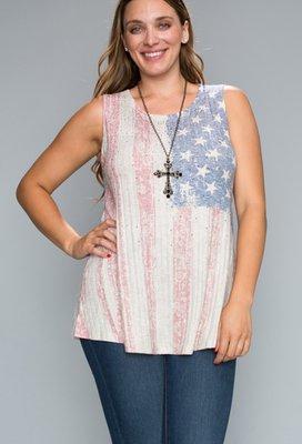 Flag Tank in Plus Size