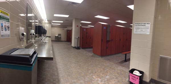 The sinks in the new locker room.