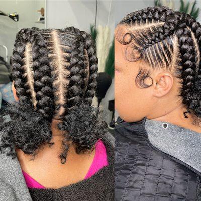 4 stitch braids and buns