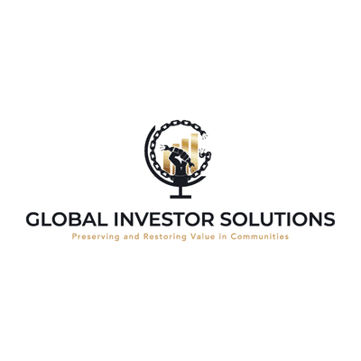 Logo for Global Investor Solutions located in downtown Bellevue at KW Commercial Real Estate office.