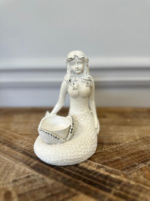 RESIN MERMAID  CANDLE HOLDER WHITE COLOR