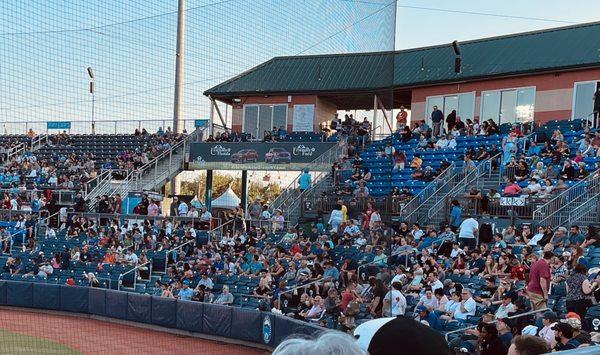 The stands Behind home plate