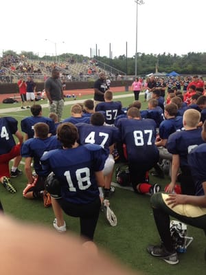 At the TCYFL all star game listening to Nate Collins and Jason McKey talk to the kids!