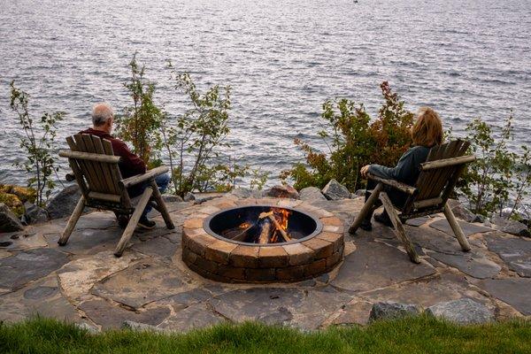 A couple enjoying their patio.