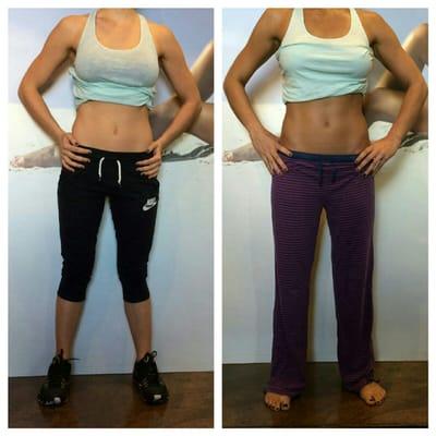 Before and after custom spray tanning.