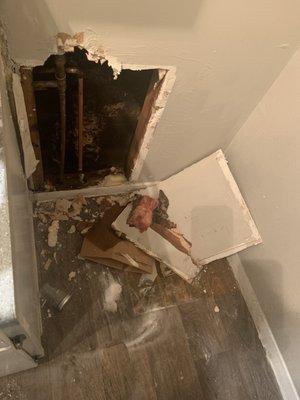 This was the hole they put in the kitchen and never fixed