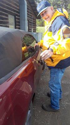 Opening a Ford Mustang.