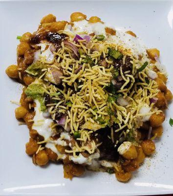 Chana (chickpeas) chaat.   
 Vegetarian dish