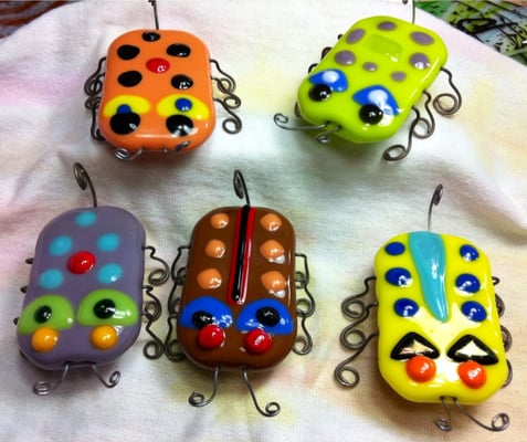 Fused glass insects each have their own personality