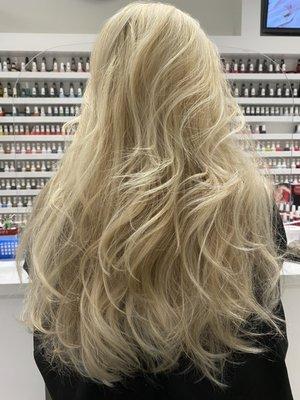 White blonde hair highlights