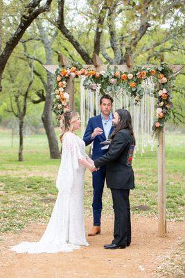 Garland with Flowers on arbor for a destination wedding