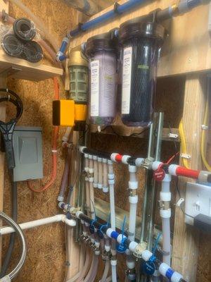 Water filter system and home manifold.