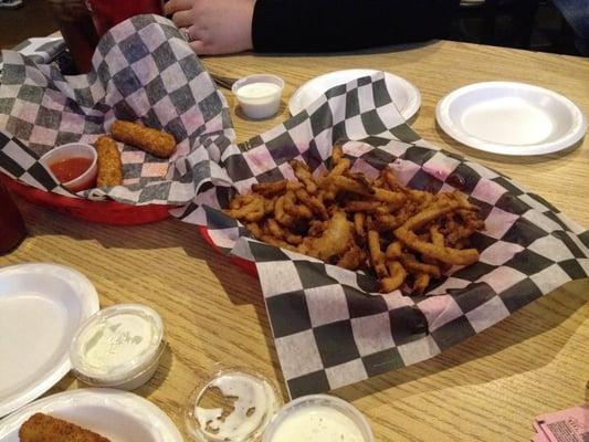 Mozzarella sticks & onion straw appetizers