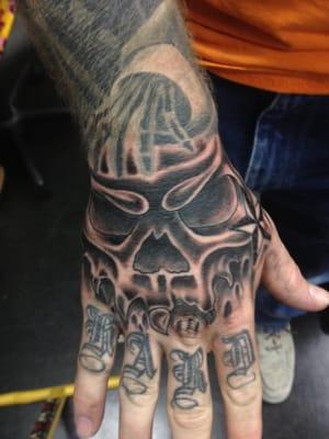 Tattoo By Steve #skull #hand tattoo #tattooyou