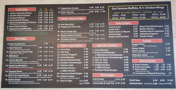 Updated Menu with prices.