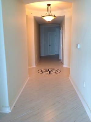 Wood looking tile with medallion