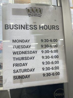 Daily business hours