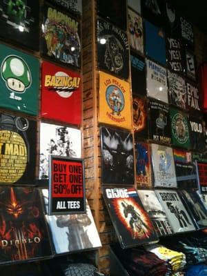 Wall of t shirts