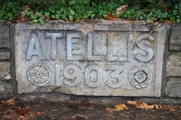 Date stone for A.T. Ellis, a pioneer Boise blacksmith who built two brick two-story buildings on Grove Street in 1902-03.