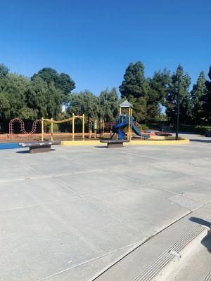 Playground equipment repaired still old but repaired