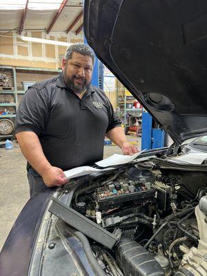 Our Shop Manager Juan. He is a big part of our team.  Making sure every customer's vehicle needs are met to their satisfaction.