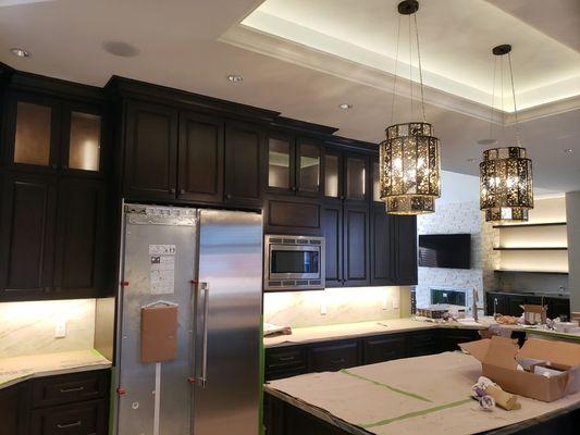 Residential/ "custom" LED lighting install/cove lights, shelf lights, cabinet lights, under counter lights,pendants, 3" recess lighting