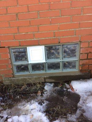 Standard basement window 32x14 with dryer vent