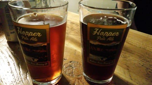 L: irresistible amber ale R: John copper smith scotch ale