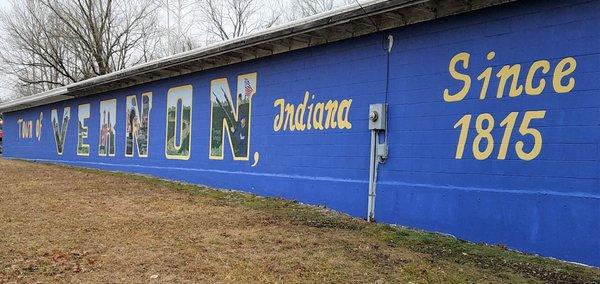 Colorful and historic mural on the way into town from the northwest