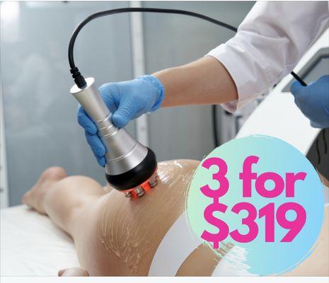 Fat Cavitation 
RF Skin Tightening 
Vacuum,LED ,Lipo Laser and wood therapy