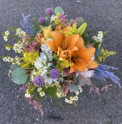 custom wild flower hand tied bouquet.