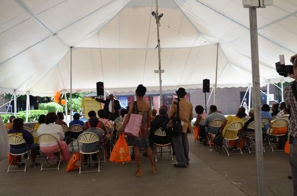 Speaking at the Bridge Street Development Corporation's Home Expo held June 16, 2012 (Photo by Ashley Greaves)