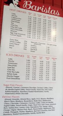 Couldn't find a menu online....so here is a photo.