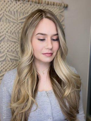 Babylights and balayage on thick hair