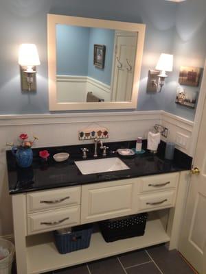 My custom bathroom vanity & mirror!  I am so happy!