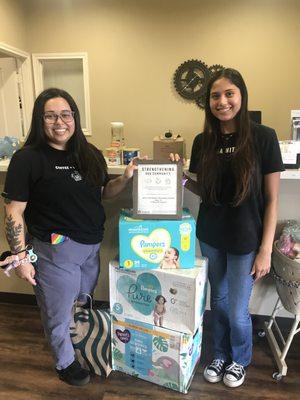 Thank you to Starbucks Sealy for your generous donations of diapers and grant.