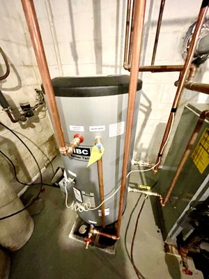 Emergency IBC indirect hot water heater replacement.