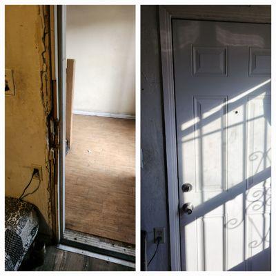 Left side door jamb and drywall repair